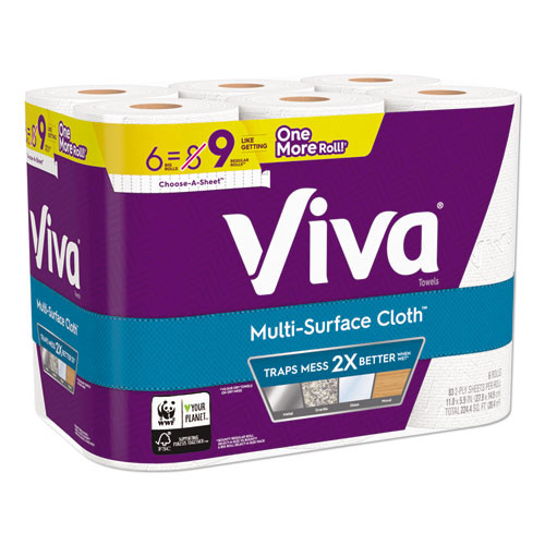 Viva Multi-Surface Cloth Choose-A-Sheet Paper Towels 1-Ply  11 x 5 9  White  83 Sheets Roll  6 Rolls Pack  4 Packs Carton (KCC49413)