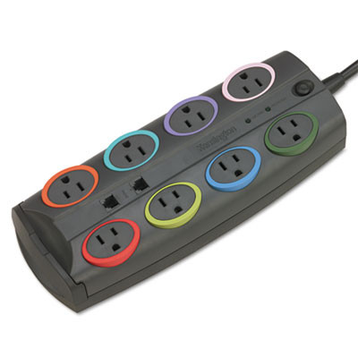 Kensington 8-Outlet Adapter Model Surge Protector  Black  8ft Cord  3090 Joules (KMW62691)