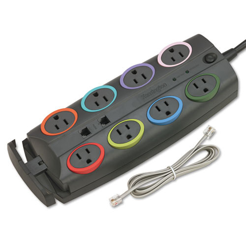 Kensington 8-Outlet Adapter Model Surge Protector  Black  8ft Cord  3090 Joules (KMW62691)