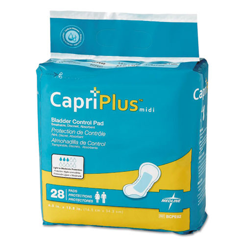 Medline Capri Plus Bladder Control Pads  Extra Plus  6 5  x 13 5   28 Pack  6 Carton (MIIBCPE02CT)