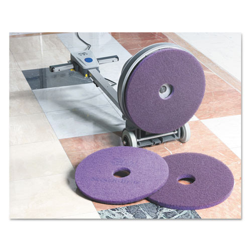 Scotch-Brite Diamond Floor Pads  Burnish Buff  20  Diameter  Purple  5 Carton (MMM08418)