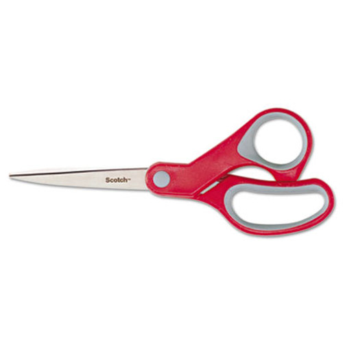 Scotch Multi-Purpose Scissors  8  Long  3 38  Cut Length  Gray Red Straight Handle (MMM1428)
