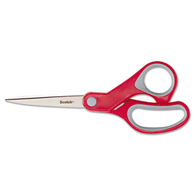 Scotch Multi-Purpose Scissors  8  Long  3 38  Cut Length  Gray Red Straight Handle (MMM1428)