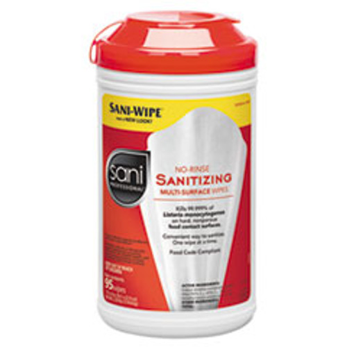 Sani Professional No-Rinse Sanitizing Multi-Surface Wipes  White  95 Container  6 Carton (NICP56784)