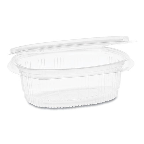 Pactiv EarthChoice PET Hinged Lid Deli Container  4 92 x 5 87 x 1 32  8 oz  1-Compartment  Clear  200 Carton (PCT0CA910080000)
