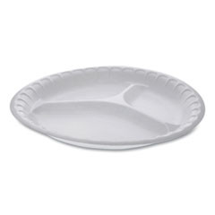 Pactiv Unlaminated Foam Dinnerware  3-Compartment Plate  10 25  Diameter  White  540 Carton (PCT0TH10044000Y)