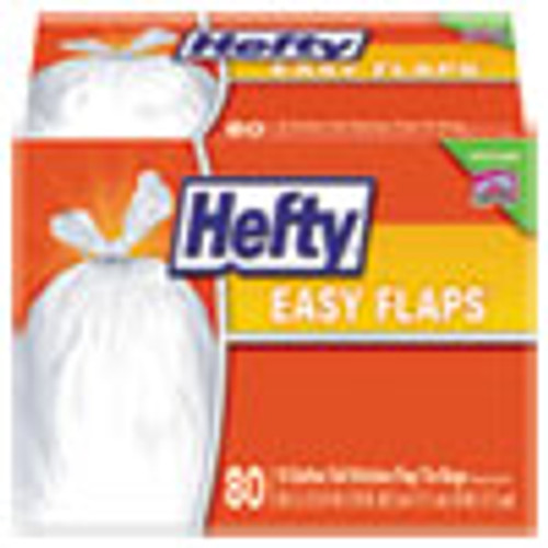 Hefty Easy Flaps Trash Bags  13 gal  0 69 mil  23 75  x 28   White  480 Carton (PCTE84563CT)