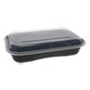 Pactiv EarthChoice Versa2Go Microwaveable Containers  8 4 x 5 6 x 1 4  27 oz  1-Compartment  Black Clear  150 Carton (PCTNV2GRT2786B)