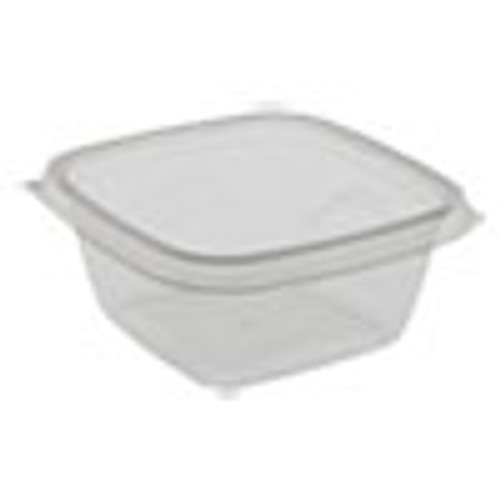Pactiv EarthChoice Recycled PET Square Base Salad Containers  5 x 5 x 1 75  16 oz   Clear  504 Carton (PCTSAC0516)