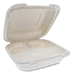 Pactiv EarthChoice SmartLock Microwavable Hinged Lid Containers  3 Compartment  8 31 x 8 35 x 3 1  White  200 Carton (PCTYCN808030000)