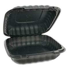 Pactiv EarthChoice SmartLock Microwavable Hinged Lid Containers  8 31 x 8 35 x 3 1  Black  200 Carton (PCTYCNB08010000)