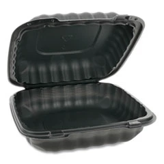 Pactiv EarthChoice SmartLock Microwavable Hinged Lid Containers  8 31 x 8 35 x 3 1  Black  200 Carton (PCTYCNB08010000)