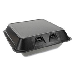 Pactiv SmartLock Foam Hinged Containers  Large  9 x 9 13 x 3 25  1-Compartment  Black  150 Carton (PCTYHLB09010000)