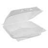 Pactiv SmartLock Foam Hinged Containers  Small  7 5 x 8 x 2 63  3-Compartment  White  150 Carton (PCTYHLW07030000)