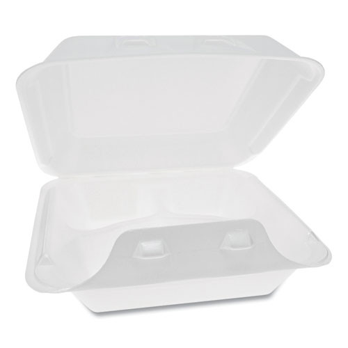 Pactiv SmartLock Foam Hinged Containers  Medium  8 x 8 5 x 3  3-Compartment  White  150 Carton (PCTYHLW08030000)