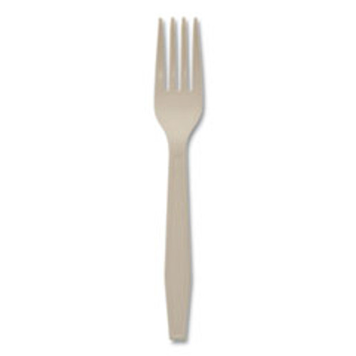Pactiv EarthChoice PSM Cutlery  Heavyweight  Fork  6 88   Tan  1 000 Carton (PCTYPSMFTEC)