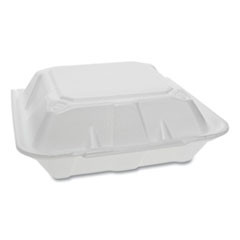 Pactiv Foam Hinged Lid Containers  Dual Tab Lock  9 13 x 9 x 3 25  1-Compartment  White  150 Carton (PCTYTD199010000)