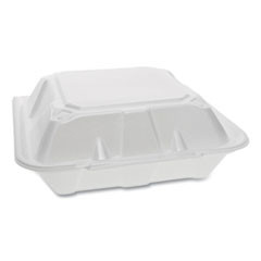 Pactiv Foam Hinged Lid Containers  Dual Tab Lock  9 13 x 9 x 3 25  3-Compartment  White  150 Carton (PCTYTD199030000)