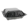Pactiv Foam Hinged Lid Containers  Dual Tab Lock  9 x 9 x 3 25  1-Compartment  Black  150 Carton (PCTYTDB99010000)