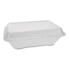Pactiv Foam Hinged Lid Containers  Single Tab Lock  205 Utility  9 19 x 6 5 x 2 75  1-Compartment  White  150 Carton (PCTYTH102050001)