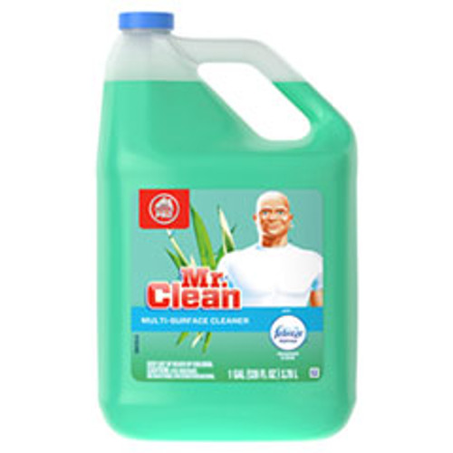 Mr. Clean Multipurpose Cleaning Solution w Febreze 128oz Bottle  Meadows   Rain Scent 4 CT (PGC23124CT)