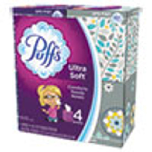 Puffs Ultra Soft Facial Tissue  2-Ply  White  56 Sheets Box  4 Boxes Pack  6 Packs Carton (PGC35295)