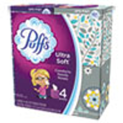 Puffs Ultra Soft Facial Tissue  2-Ply  White  56 Sheets Box  4 Boxes Pack (PGC35295PK)