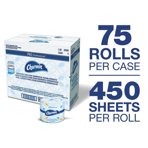Charmin Commercial Bathroom Tissue  Septic Safe  2-Ply  White  450 Sheets Roll  75 Carton (PGC71693)