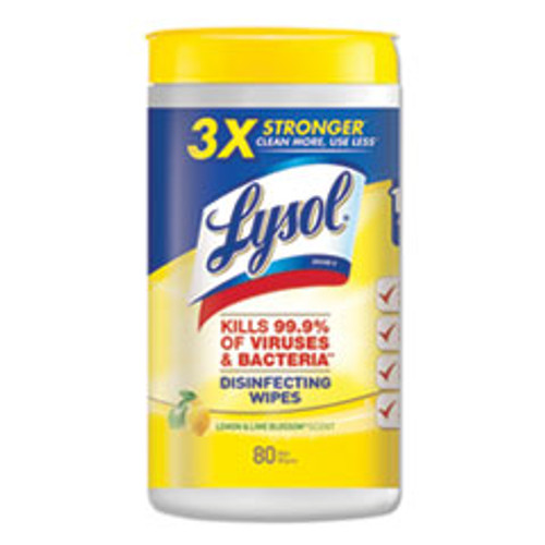 LYSOL Brand Disinfecting Wipes  7 x 8  Lemon and Lime Blossom  80 Wipes Canister (RAC77182EA)