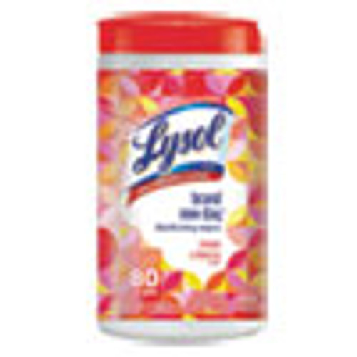LYSOL Brand Disinfecting Wipes  7 x 8  Mango and Hibiscus  80 Wipes Canister  6 Canisters Carton (RAC97181)