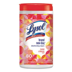 LYSOL Brand Disinfecting Wipes  7 x 8  Mango and Hibiscus  80 Wipes Canister (RAC97181EA)