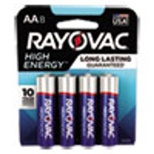 Rayovac High Energy Premium Alkaline AA Batteries  8 Pack (RAY8158K)