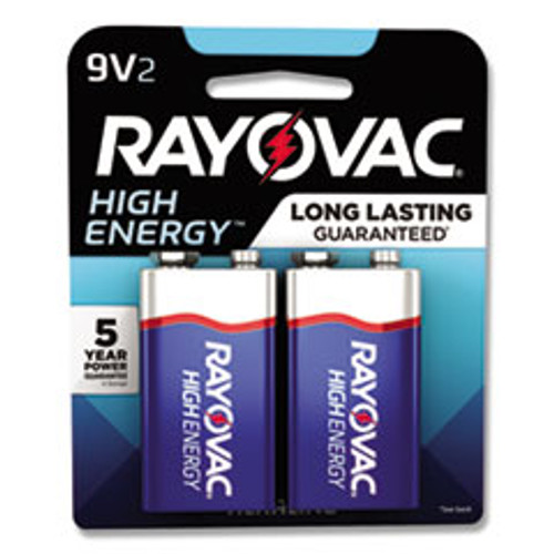 Rayovac High Energy Premium Alkaline 9V Batteries  2 Pack (RAYA16042K)