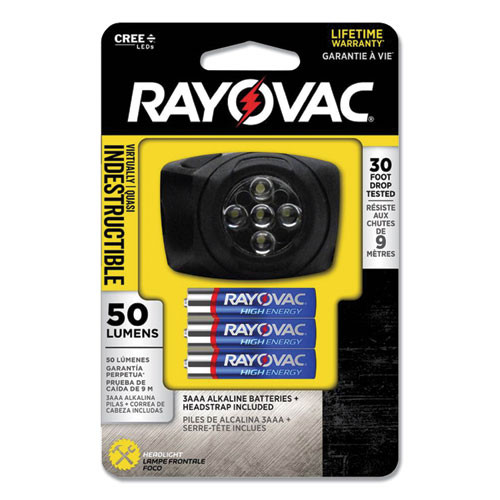 Rayovac Virtually Indestructible LED Headlight  3 AAA Batteries  Included   Black (RAYDIYHL3AAABTA)