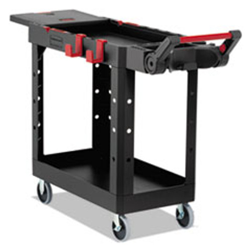Rubbermaid Commercial Heavy Duty Adaptable Utility Cart  2 Shelves  17 8w x 46 2d x 36h  Black (RCP1997206)