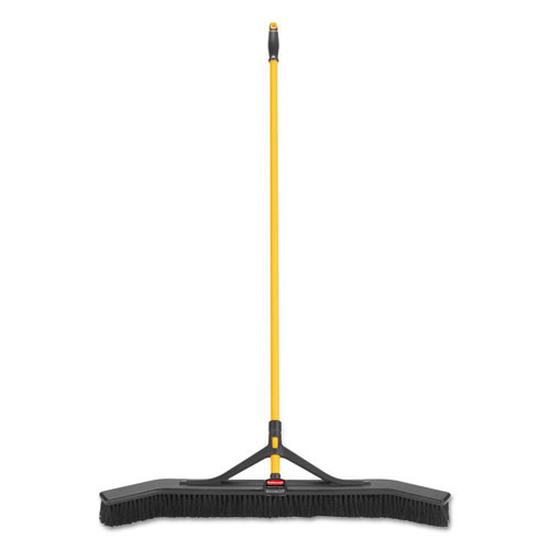 Rubbermaid Commercial Maximizer Push-to-Center Broom  36   Polypropylene Bristles  Yellow Black (RCP2018728)