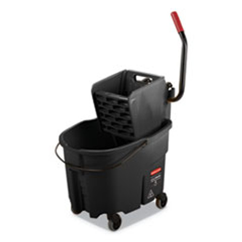 Rubbermaid Commercial WaveBrake 2 0 Bucket Wringer Combos  Side-Press  35 qt  Plastic  Black (RCPFG1863896)