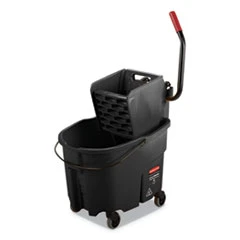 Rubbermaid Commercial WaveBrake 2 0 Bucket Wringer Combos  Side-Press  35 qt  Plastic  Black (RCPFG1863896)