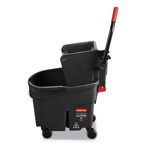 Rubbermaid Commercial WaveBrake 2 0 Bucket Wringer Combos  Side-Press  35 qt  Plastic  Black (RCPFG1863896)