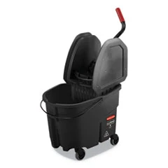 Rubbermaid Commercial WaveBrake 2 0 Bucket Wringer Combos  Down-Press  35 qt  Plastic  Black (RCPFG1863898)