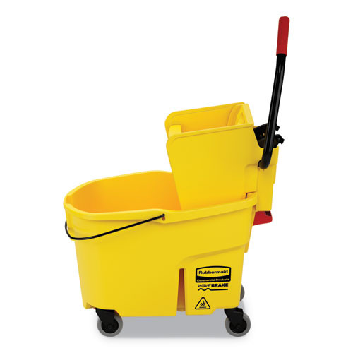 Rubbermaid Commercial WaveBrake 2 0 Bucket Wringer Combos  Side-Press  44 qt  Plastic  Yellow (RCPFG618688YEL)