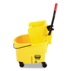 Rubbermaid Commercial WaveBrake 2 0 Bucket Wringer Combos  Side-Press  26 qt  Plastic  Yellow (RCPFG748000YEL)