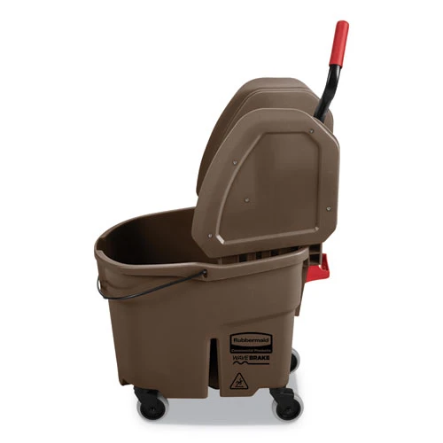 Rubbermaid Commercial WaveBrake 2 0 Bucket Wringer Combos  Down-Press  35 qt  Plastic  Brown (RCPFG757788BRN)