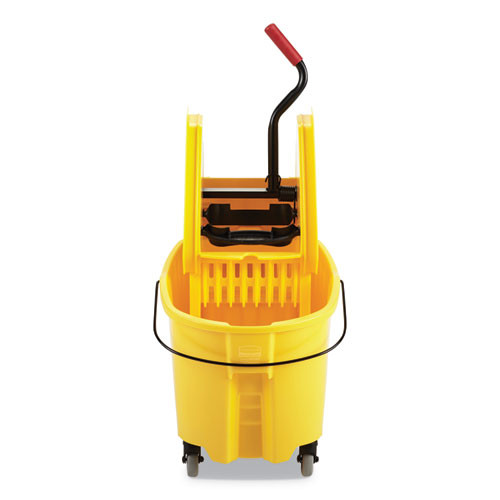 Rubbermaid Commercial WaveBrake 2 0 Bucket Wringer Combos  Down-Press  35 qt  Plastic  Yellow (RCPFG757788YEL)