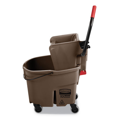 Rubbermaid Commercial WaveBrake 2 0 Bucket Wringer Combos  Side-Press  35 qt  Plastic  Brown (RCPFG758088BRN)
