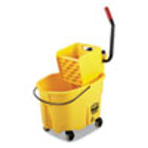 Rubbermaid Commercial WaveBrake 2 0 Bucket Wringer Combos  Side-Press  35 qt  Plastic  Yellow (RCPFG758088YEL)