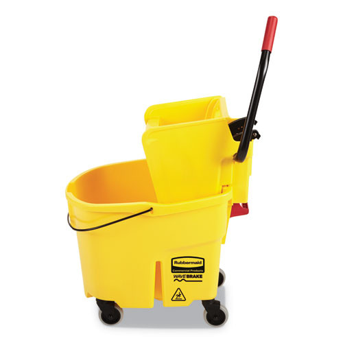 Rubbermaid Commercial WaveBrake 2 0 Bucket Wringer Combos  Side-Press  35 qt  Plastic  Yellow (RCPFG758088YEL)
