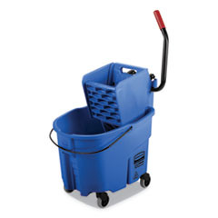 Rubbermaid Commercial WaveBrake 2 0 Bucket Wringer Combos  Side-Press  35 qt  Plastic  Blue (RCPFG758888BLUE)