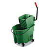 Rubbermaid Commercial WaveBrake 2 0 Bucket Wringer Combos  Side-Press  35 qt  Plastic  Green (RCPFG758888GRN)