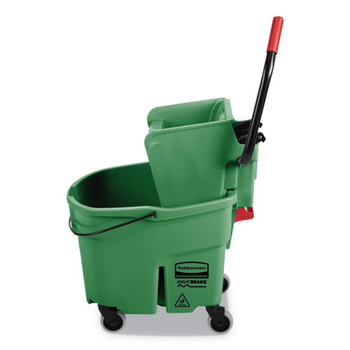 Rubbermaid Commercial WaveBrake 2 0 Bucket Wringer Combos  Side-Press  35 qt  Plastic  Green (RCPFG758888GRN)